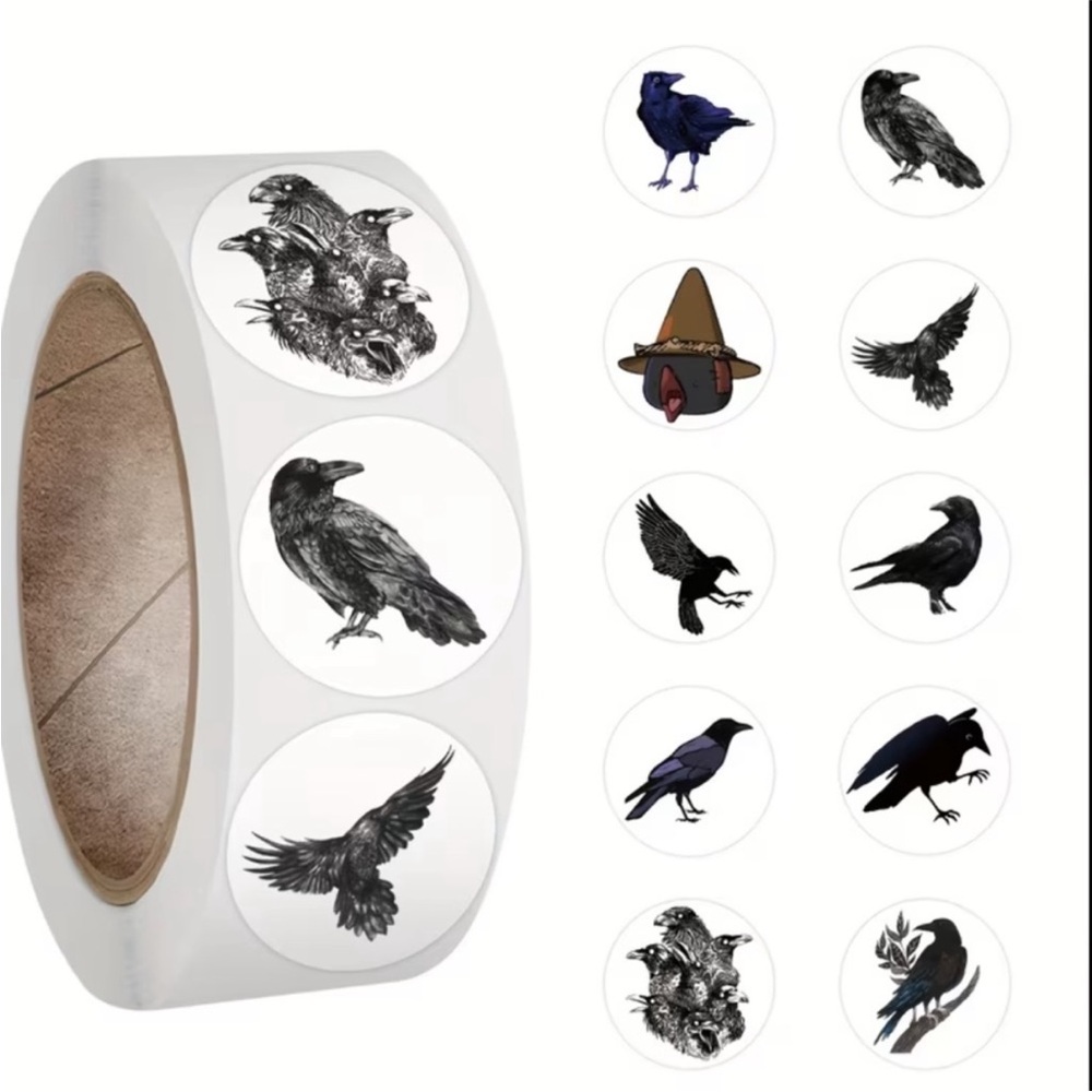 100 Raven stickers black & white